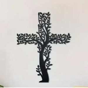 Cross Tree Wall Decor Black, Religion, Roots, Family Leaves